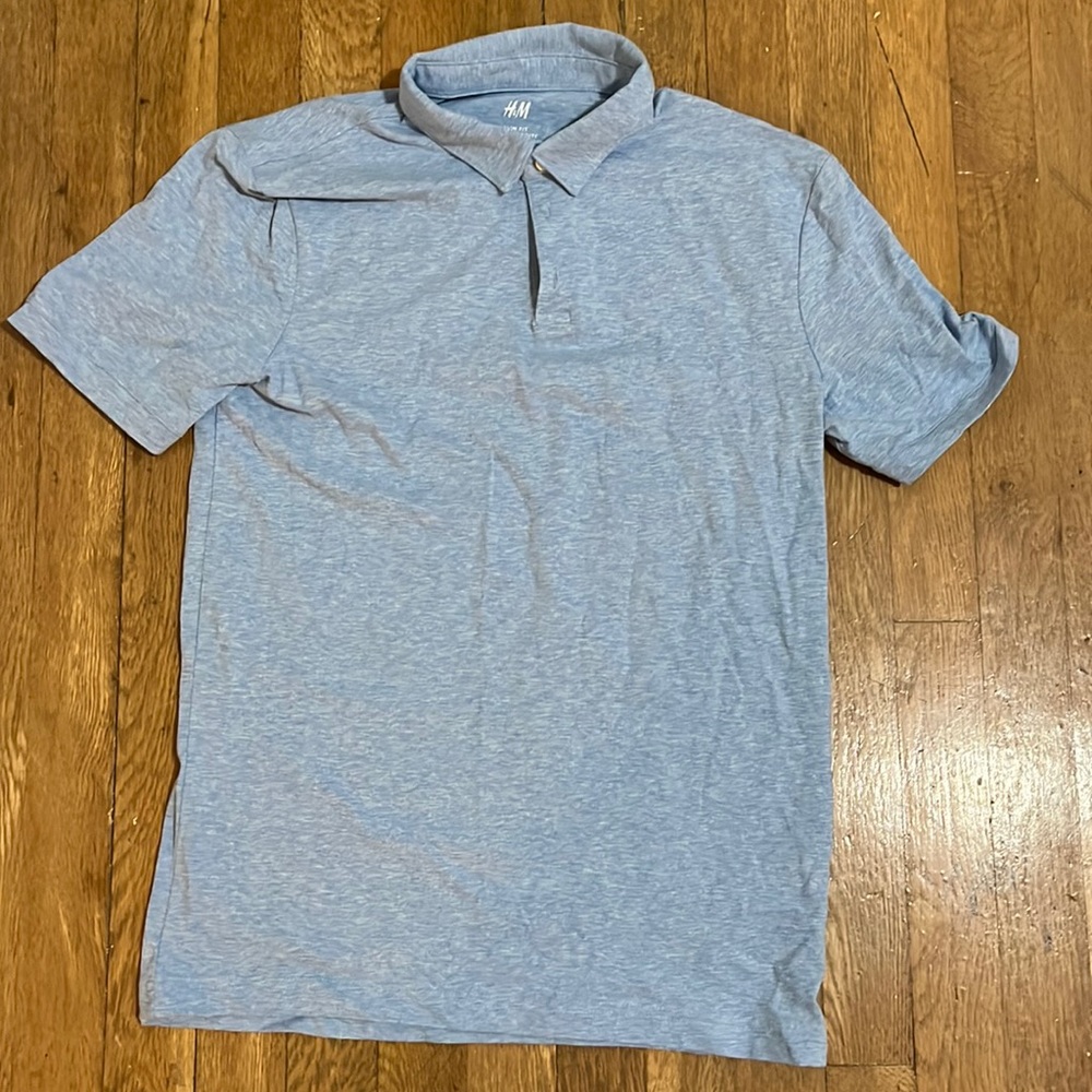 Mens H&M Light Blue Slim Size Small Polo